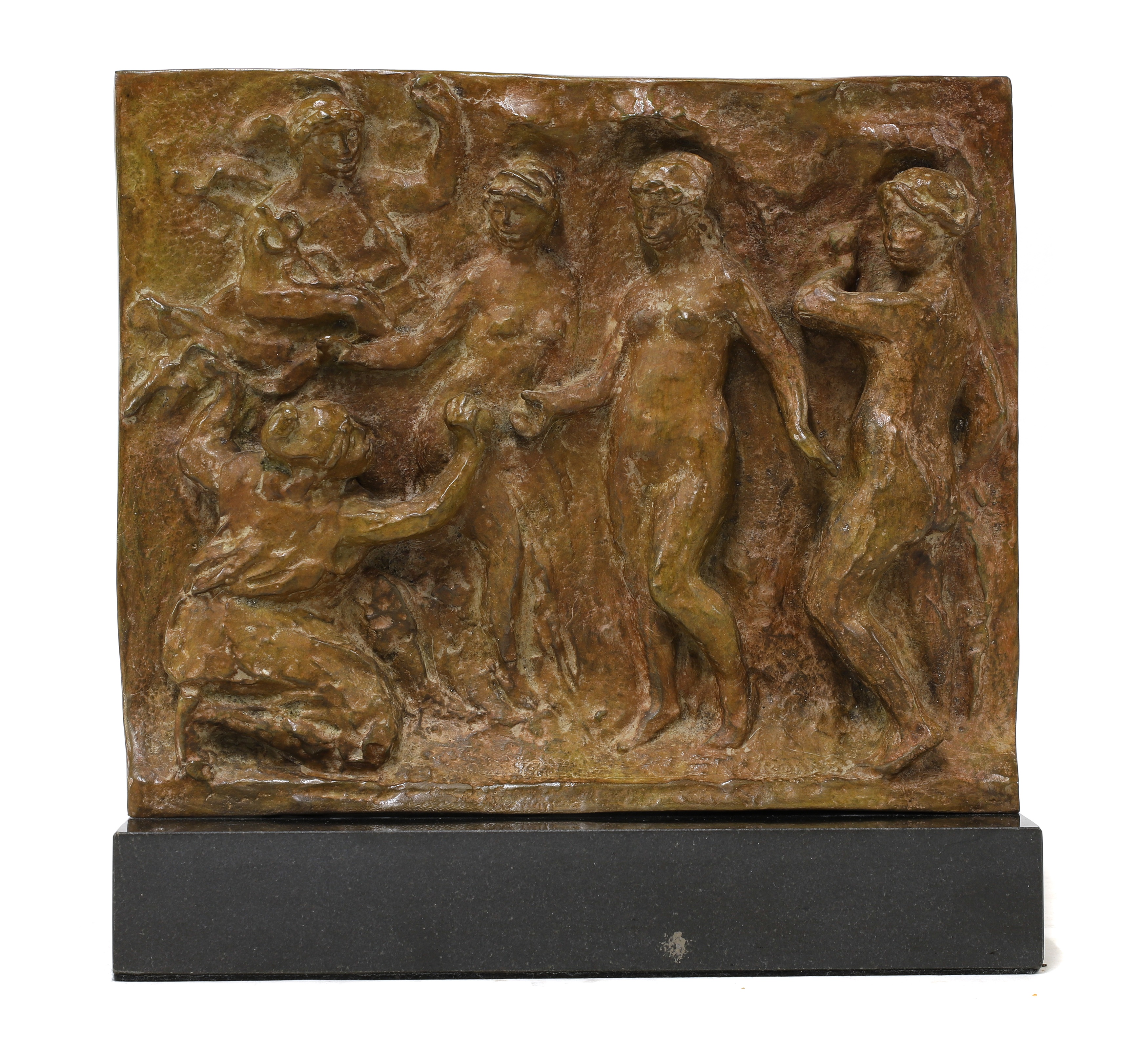 Richard Guino (French, 1890-1973), after Pierre-Auguste Renoir, 'Judgement of Paris', bronze, with a bronze patina, signed 'Renoir' l.r. 32cm wide, 4.5cm deep, 25.5cm high, on base 32cm high overall. (£10,000-15,000)